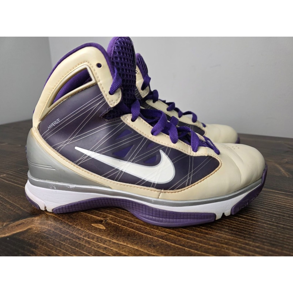 Nike Flywire Hyperize Youth Basketball Sneakers Size 6 White Purple‎ Shoes